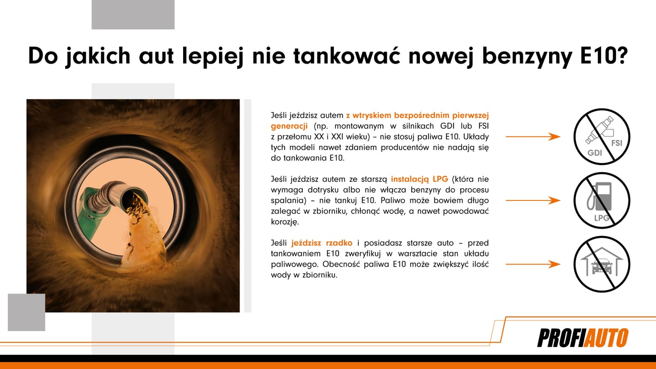 Kiedy nie tankować paliwa E10 ProfiAuto