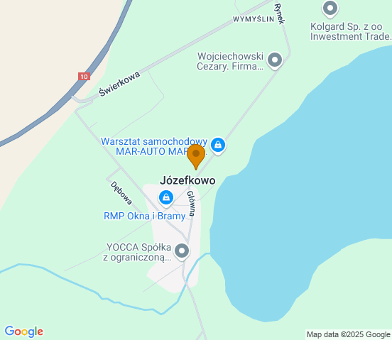 Mapa dojazdu do warsztatu samochodowego w miejscowości Józefkowo