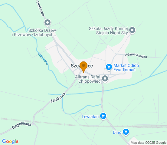 Mapa dojazdu do warsztatu samochodowego w miejscowości Szczaniec